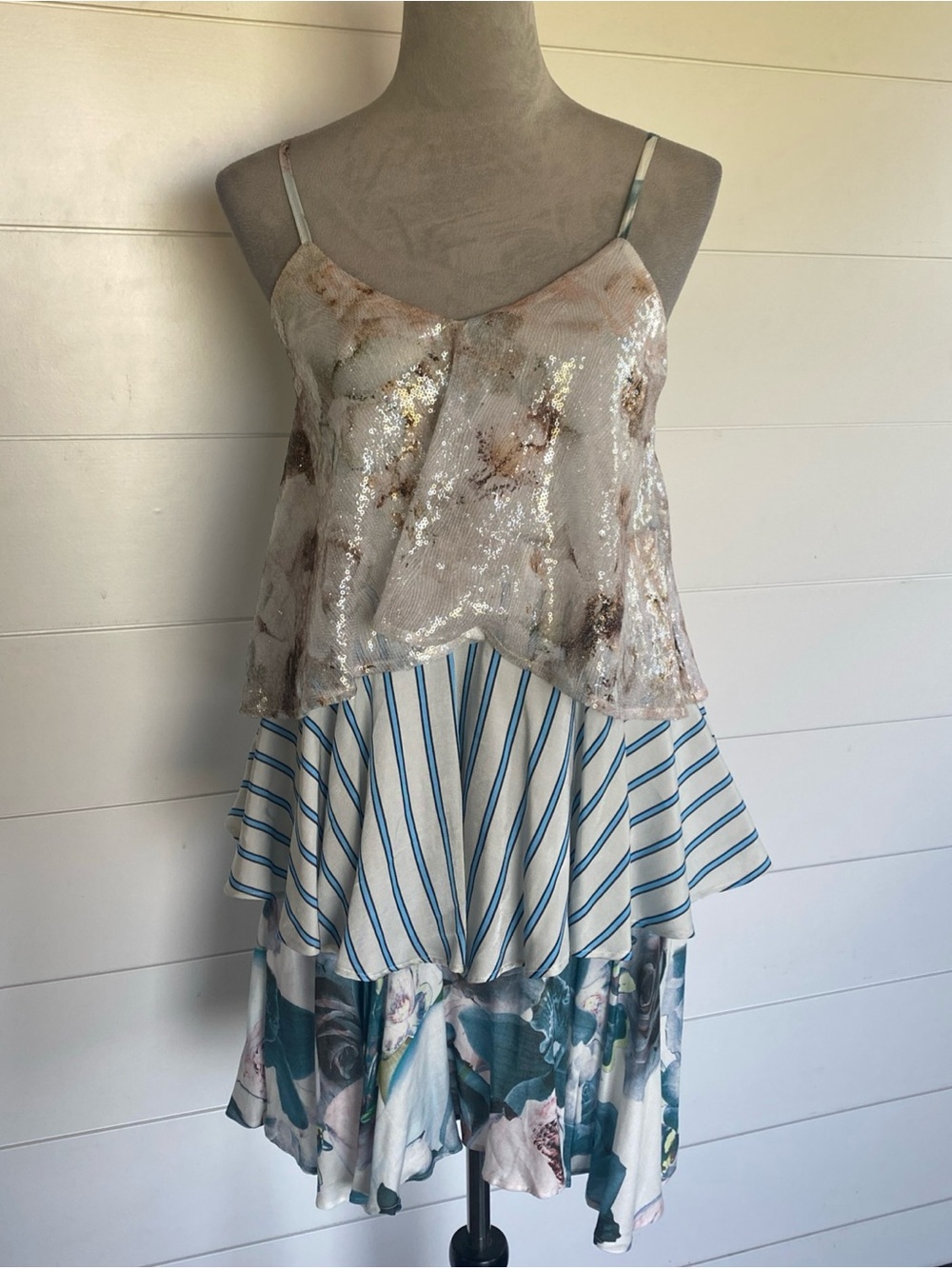 Paul & Joe Paris Strappy Patchwork Tiered Mini Dress Nwot $810 Size 36/Us 4